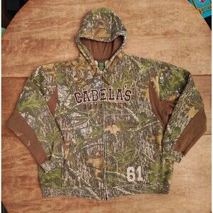 Vintage Cabela’s Mossy Oak Camo Hoodie – Men’s 2XL, Workwear, Distressed